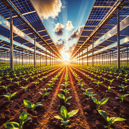 A field of solar panelsの素材