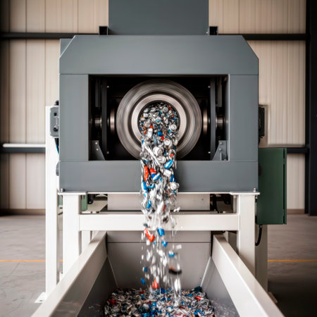 Industrial shredder processing aluminum cans.の素材