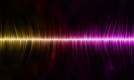 Abstract digital soundwave visualization flowing across the screen, vividly illustrating audio frequencies in a colorful and dynamic manner, capturing the essence of sound and musicの写真素材