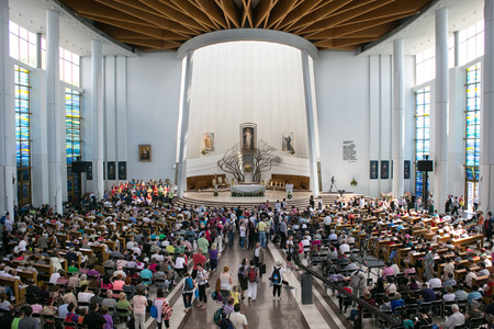POLAND, KRAKOW - MAY 28, 2016: Sanctuary in Lagiewniki. Basilica of the Divine Mercy. Millions of pilgrims from around the world visit it every year.のeditorial素材