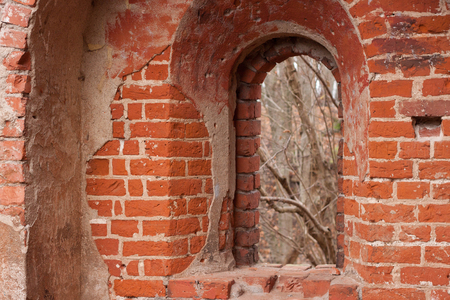 Detail of the medieval Teutonic castle Balga walls in the Kaliningrad region. Russia.の写真素材