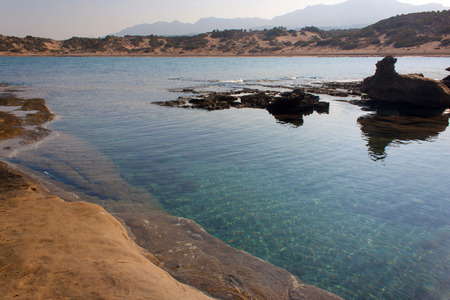 Turtle Beach Alagadi in the Mediterranean near Kyrenia (Girne) in Northern Cyprus.の写真素材