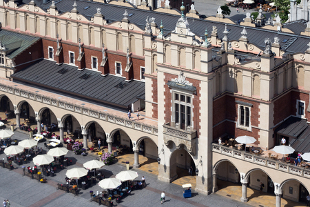 KRAKOW, POLAND - MAY 29, 2016: Famous Cloth Hall called Sukiennice at the Main Market Square in historical center of Krakow.のeditorial素材