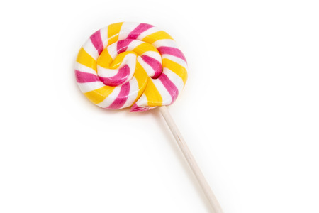 Colorful lollipop in the shape of a circle on the white background.の写真素材