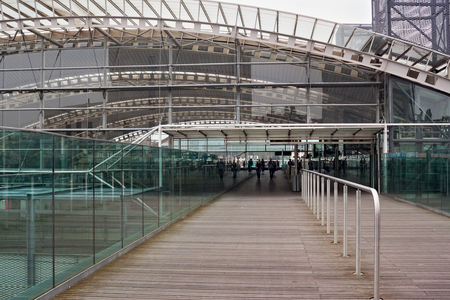 LEUVEN, BELGIUM - SEPTEMBER 04, 2014: Modern building of the Leuven railway station. Is the main railway station in the city of Leuven, in Flemish Brabant and one of the busiest station in Belgium.のeditorial素材