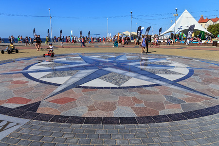 ZELENOGRADSK, KALININGRAD REGION, RUSSIA - JULY 29, 2017: Rose of Wind on the main square of the...