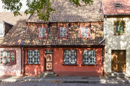 KLAIPEDA, LITHUANIA - SEPTEMBER 22, 2018: One of the old historical building in the center part of Klaipeda (Memel) on the Aukstoji street.のeditorial素材
