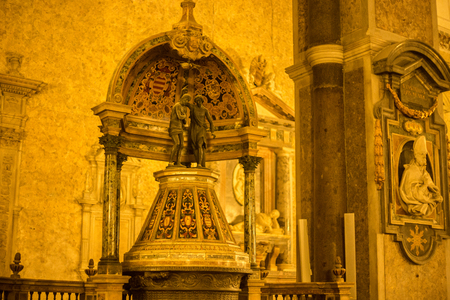 NAPLES, ITALY - OCTOBER 31, 2015: Sculptures in the Naples Cathedral (Cattedrale di San Gennaro (St Januarius). Is a Roman Catholic church and the seat of the Archbishop.のeditorial素材