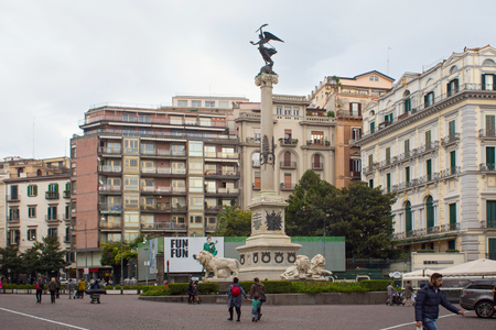 NAPLES, ITALY - OCTOBER 31, 2015: Monument to the Martyrs on the Piazza dei Martiri. The monument in this square was built around a column already standing during the Bourbon rule.のeditorial素材
