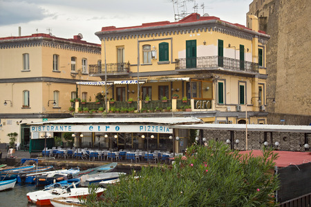 NAPLES, ITALY - OCTOBER 31, 2015: View of the old historical buildings of Naples in historic center near gulf embankment.のeditorial素材
