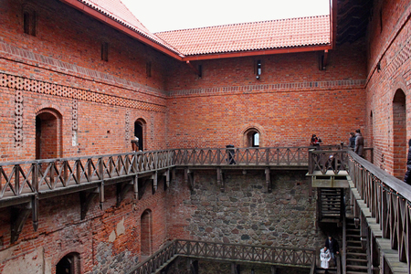 TRAKAI, LITHUANIA - JANUARY 02, 2013: Inner yard of the Trakai Island Castle. The construction was begun in the 14th c. by Kestutis, and around 1409 works were completed by his son Vytautas the Great.のeditorial素材