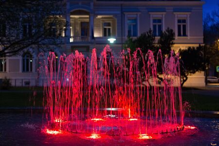 Night view of the fountain in the historical center of Parnu, Estonia.の写真素材