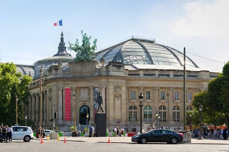 PARIS, FRANCE - JUNE 23, 2017: View of the Grand Palais building. Is a large historic site, exhibition hall and museum complex located on the Avenue des Champs-Elysees in Paris.のeditorial素材