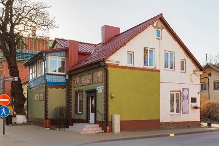ZELENOGRADSK, KALININGRAD REGION, RUSSIA - APRIL 02, 2019: Old historic german building on the Kurortnyy prospekt in famous resort Zelenogradsk (formerly known as Cranz) on the Baltic Sea coast.のeditorial素材
