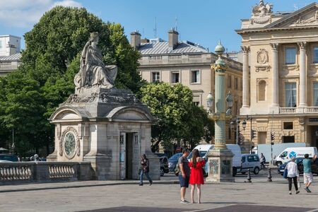PARIS, FRANCE - JUNE 23, 2017: Statue in honor of the french city of Brest on the Place de la...