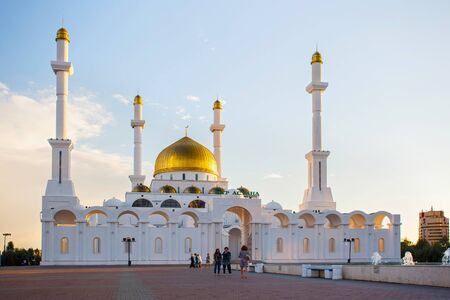 ASTANA, KAZAKHSTAN - JULY 25, 2017: View of the Nur-Astana Mosque. Is a modern mosque in Astana and third largest mosque in Central Asia.のeditorial素材