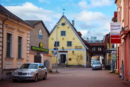 PARNU, ESTONIA - MAY 02, 2015: View of the former Poorhouse. Was recognized as the oldest building in city. It was built in 1658 on the foundations of the old almshouse of the Church of Holy Spirit.のeditorial素材
