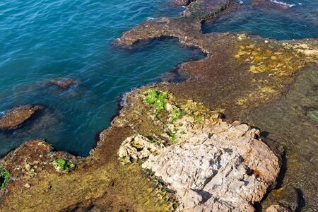 Colorful stones on the Mediterranean sea coast in the Beirut, Lebanon.の写真素材