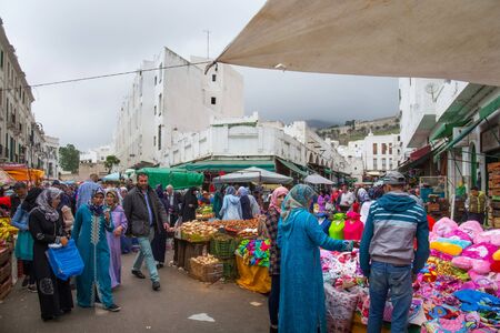 TETOUAN, MOROCCO - MAY 23, 2017: View of the old flea market in Tetouan Medina quarter in Northern Morocco.のeditorial素材