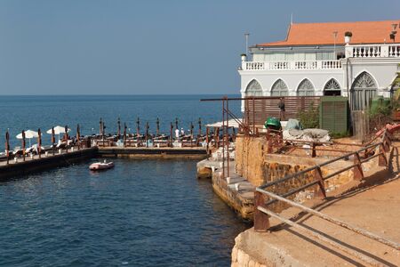 BEIRUT, LEBANON - AUGUST 14, 2014: Modern residential buildingsnear seaside in the central part of Beirut at summer sunny day.のeditorial素材