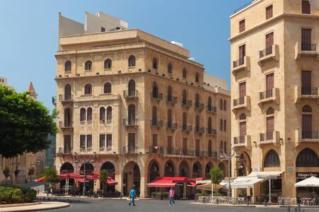 BEIRUT, LEBANON - AUGUST 14, 2014: View of the historical buildings in Beirut Central District (Centre Ville) at summer sunny day.のeditorial素材