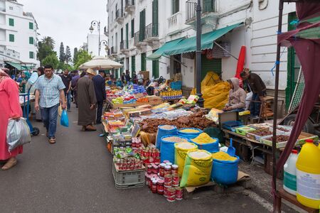 TETOUAN, MOROCCO - MAY 24, 2017: View of the old food market in historical part of Tetouan in Northern Morocco.のeditorial素材