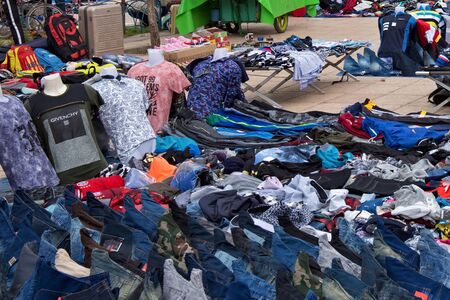 NADOR, MOROCCO - MAY 22, 2017: Flea market near the Mosque Haj Mostafa in the center of Nador. Is a coastal resort city and provincial capital in the northeastern Rif region in Morocco.のeditorial素材