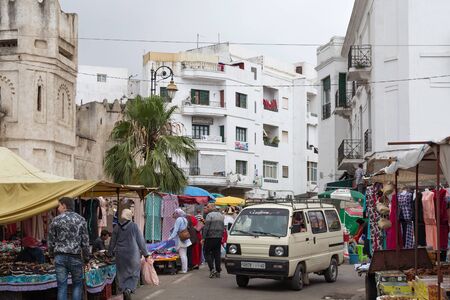 TETOUAN, MOROCCO - MAY 24, 2017: View of the El Ensanche district in Tetouan, planned and built during the time of the so-called Spanish Protectorate in Morocco (from 1913 to 1956).のeditorial素材