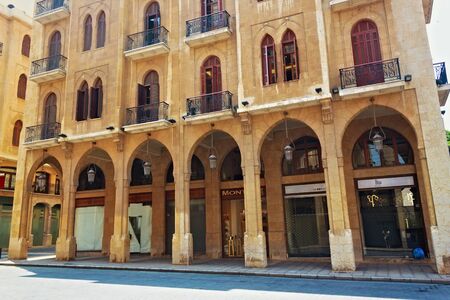 BEIRUT, LEBANON - AUGUST 14, 2014: View of the historical buildings in Beirut Central District (Centre Ville) at summer sunny day.のeditorial素材