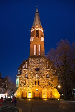SOPOT, POLAND - DECEMBER 20, 2017: View of in the Garrison Church of St George in Sopot. Designed by Louis von Tiedemann of Potsdam between 1899 and 1901 with the patronage of Empress Augusta Victoriaのeditorial素材