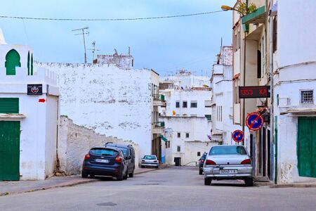 TETOUAN, MOROCCO - MAY 24, 2017: View of the typical old residential streets of Tetouan (Northern Morocco) in historical center of the city.のeditorial素材