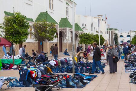 NADOR, MOROCCO - MAY 22, 2017: Flea market near the Mosque Haj Mostafa in the center of Nador. Is a coastal resort city and provincial capital in the northeastern Rif region in Morocco.のeditorial素材