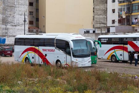 TANGIER, MOROCCO - MAY 26, 2017: Public bus station in Tangier, Northern Morocco.のeditorial素材