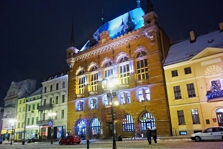 TORUN, POLAND - JANUARY 08, 2016: Night winter view of the Artus Court in Torun. The building was designed by Rudolph Schmidt in neo-renaissance and historicism styles and built between 1889 and 1891.のeditorial素材
