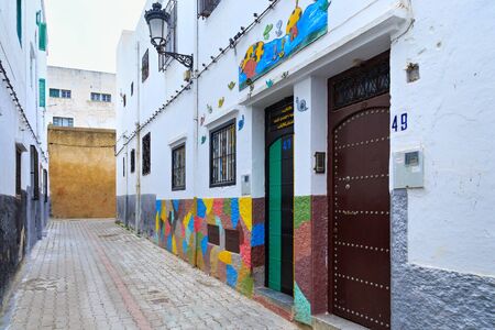 TETOUAN, MOROCCO - MAY 24, 2017: View of the typical old residential buildings of Tetouan (Northern Morocco) in historical center of the city.のeditorial素材