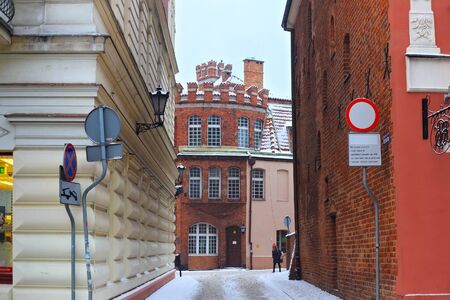 TORUN, POLAND - JANUARY 08, 2016: View of the medieval Cat Head Tower (Koci Leb) in Torun, one of the defensive towers preserved within the city walls. It was probably in the 13th century.のeditorial素材