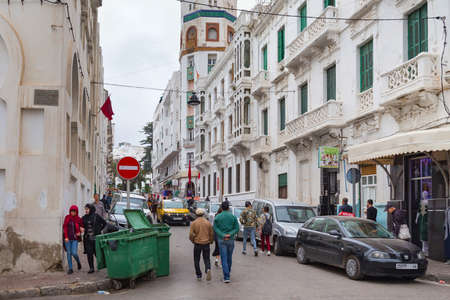 TETOUAN, MOROCCO - MAY 23, 2017: View of the El Ensanche district in Tetouan, planned and built during the time of the so-called Spanish Protectorate in Morocco (from 1913 to 1956).のeditorial素材