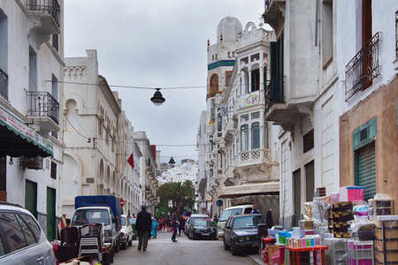 TETOUAN, MOROCCO - MAY 23, 2017: View of the El Ensanche district in Tetouan, planned and built during the time of the so-called Spanish Protectorate in Morocco (from 1913 to 1956).のeditorial素材