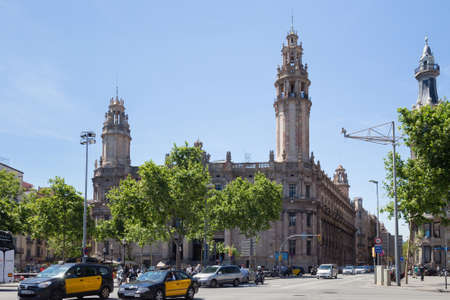 BARCELONA, SPAIN - MAY 15, 2017: View of the Correos building. The Sociedad Estatal de y Telegrafos, S.A., trading as Correos, is state-owned company responsible for providing postal service in Spainのeditorial素材