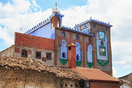 CHEFCHAOUEN, MOROCCO - MAY 29, 2017: View of the historical building in Chaouen. The city is noted for its buildings in shades of blue and that makes Chefchaouen very attractive to visitors.のeditorial素材