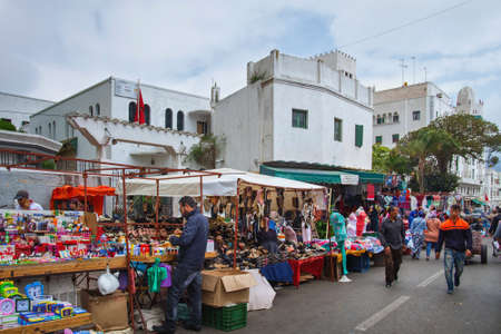 TETOUAN, MOROCCO - MAY 23, 2017: View of the old flea market in Tetouan Medina quarter in Northern Morocco.のeditorial素材
