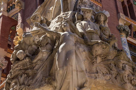 BARCELONA, SPAIN - MAY 15, 2017: Exterior details of Palace of Catalan Music (The Palau de la Musica Catalana in catalan). Is a concert hall designed in modernista style and built between 1905 - 1908のeditorial素材