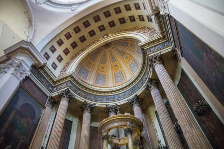 BARCELONA, SPAIN - MAY 15, 2017: View of the ceiling in The church of San Agustin. Is a Catholic temple located in the El Raval in Barcelona on the Placa de Sant Agusti street.のeditorial素材