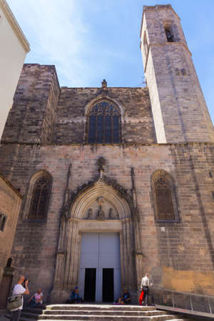 BARCELONA, SPAIN - MAY 15, 2017: View of the Basilica of Saints Justus and Pastor. The construction of the Gothic church that we can see today began on February 1 of 1342 and lasted until 1574.のeditorial素材