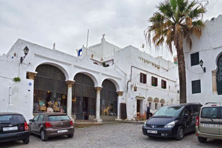 TANGIER, MOROCCO - MAY 26, 2017: Old ancient building in the historical part of Tangier in Northern Morocco.のeditorial素材