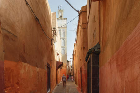 MEKNES, MOROCCO - JUNE 01, 2017: Narrow streets in Meknes medina. Meknes is one of the four Imperial cities of Morocco and the sixth largest city by population in the kingdom.のeditorial素材