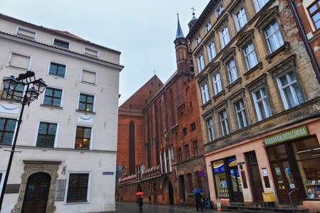 TORUN, POLAND - DECEMBER 01, 2016: View of the The Church of the Assumption of the Blessed Virgin Mary on the Panny Marii street in the historical center of Torun.のeditorial素材