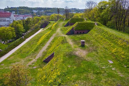 View of the historical fortifications on the Gradowa Mountain in the Gdansk. Poland.