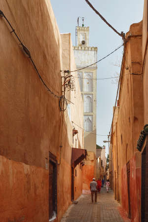 MEKNES, MOROCCO - JUNE 01, 2017: Narrow streets in Meknes medina. Meknes is one of the four Imperial cities of Morocco and the sixth largest city by population in the kingdom.のeditorial素材
