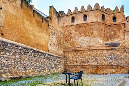 Old ancient walls near the Tetouan Medina (Northern Morocco) in historical center of the city.のeditorial素材